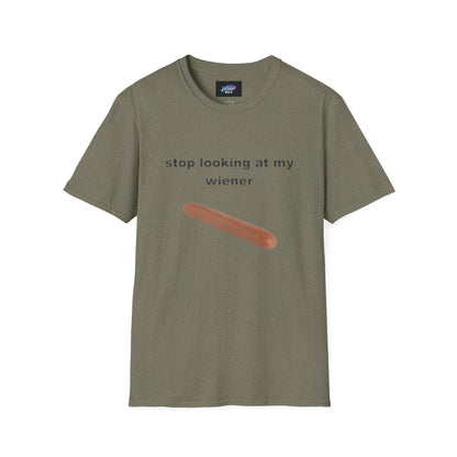 Funny 'Stop Looking at My Wiener' T-Shirt — Hot Dog Graphic Tee