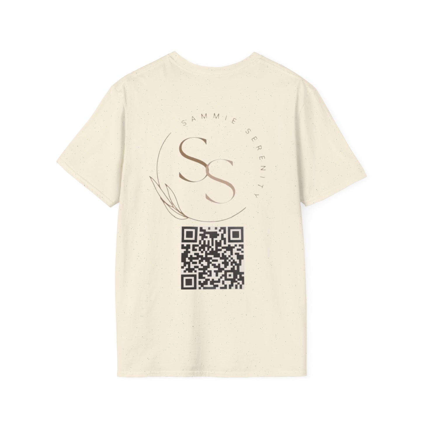 QR Code Gift Tee — "Scan here for 10 to spend on whatnot at sammieserenity"