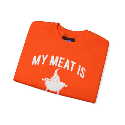 Funny BBQ Sweatshirt - "My Meat Is 100% Going In Your Mouth" with Grill image