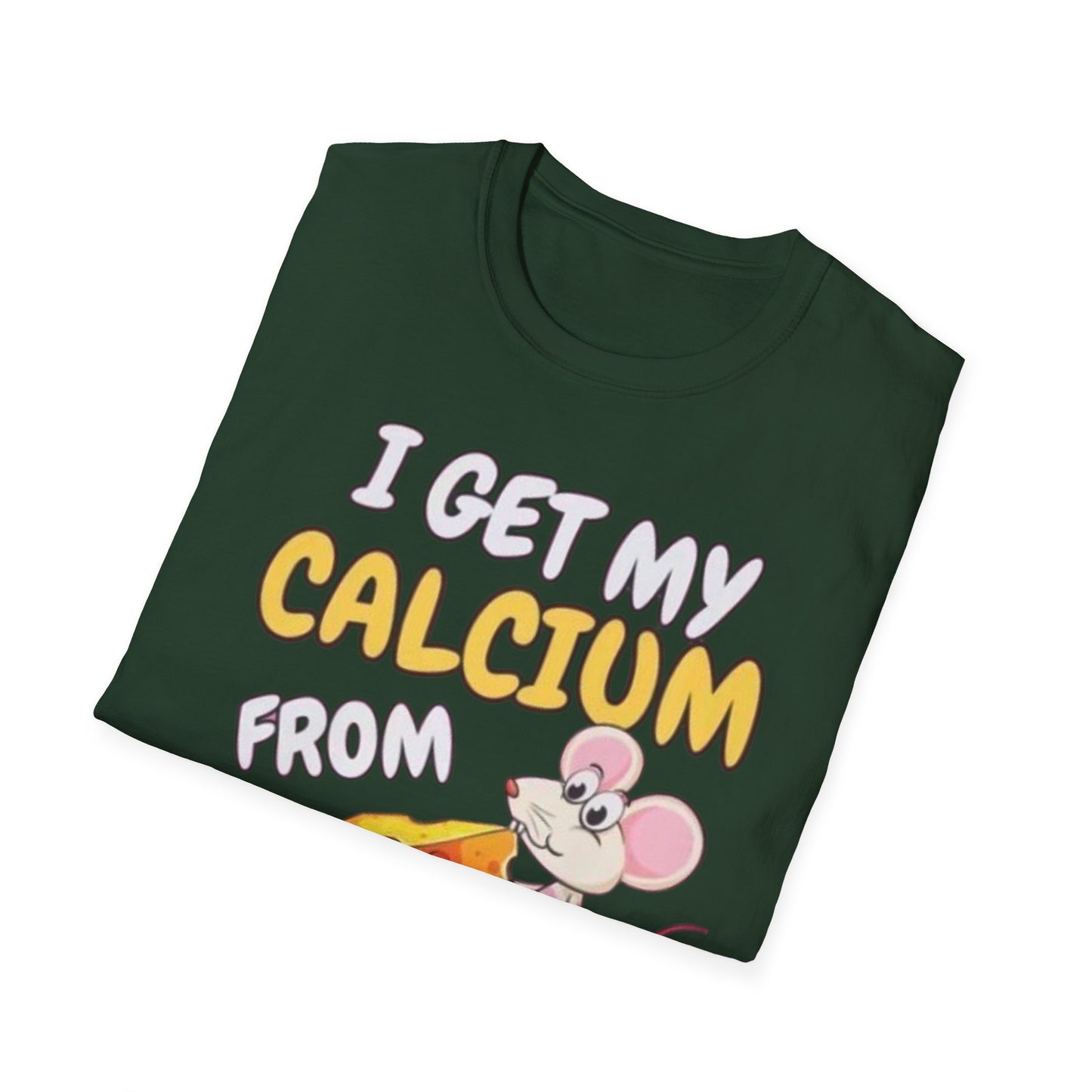Knob Cheese T-Shirt — "I Get My Calcium From Knob Cheese" Cute Mouse Graphic Tee