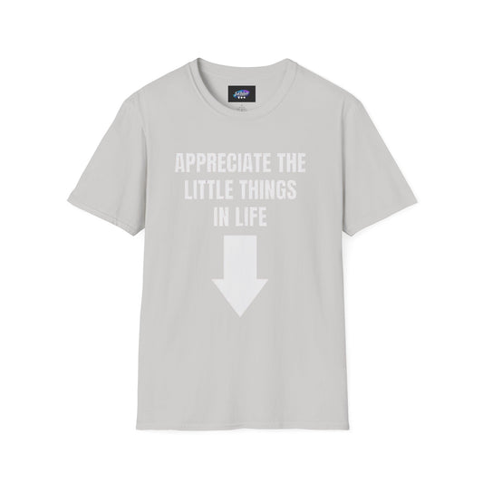 Appreciate the Little Things T‑Shirt — Casual Inspirational Tee with Down Arrow
