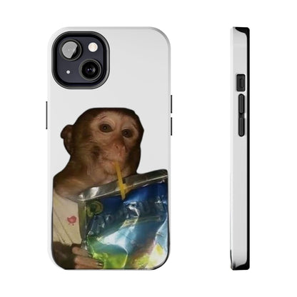 Monkey Sipping Juice Phone Case — Funny Cute Meme Protective Case