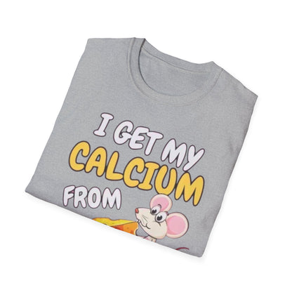 Knob Cheese T-Shirt — "I Get My Calcium From Knob Cheese" Cute Mouse Graphic Tee