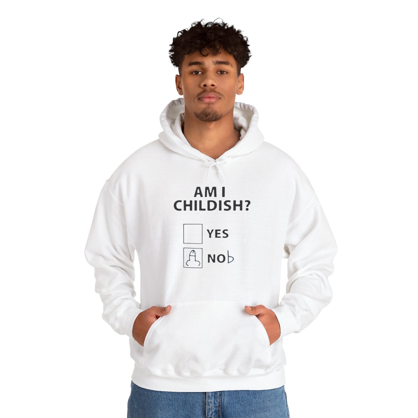 Hoodie — "Am I Childish?" Funny Checkbox Hoodie with Cute Owl Back Graphic