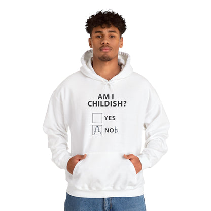 Hoodie — "Am I Childish?" Funny Checkbox Hoodie with Cute Owl Back Graphic