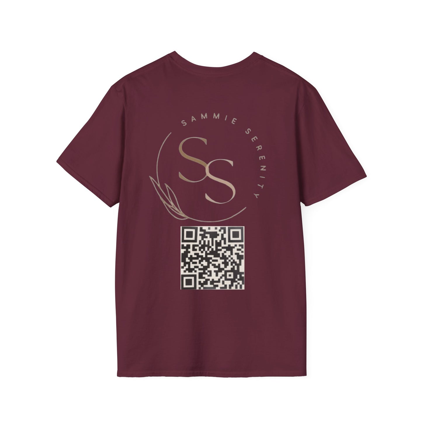 QR Code Gift Tee — "Scan here for 10 to spend on whatnot at sammieserenity"