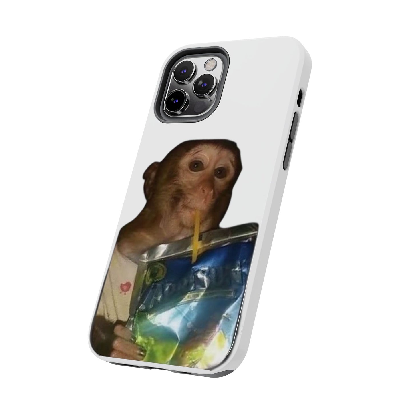 Monkey Sipping Juice Phone Case — Funny Cute Meme Protective Case