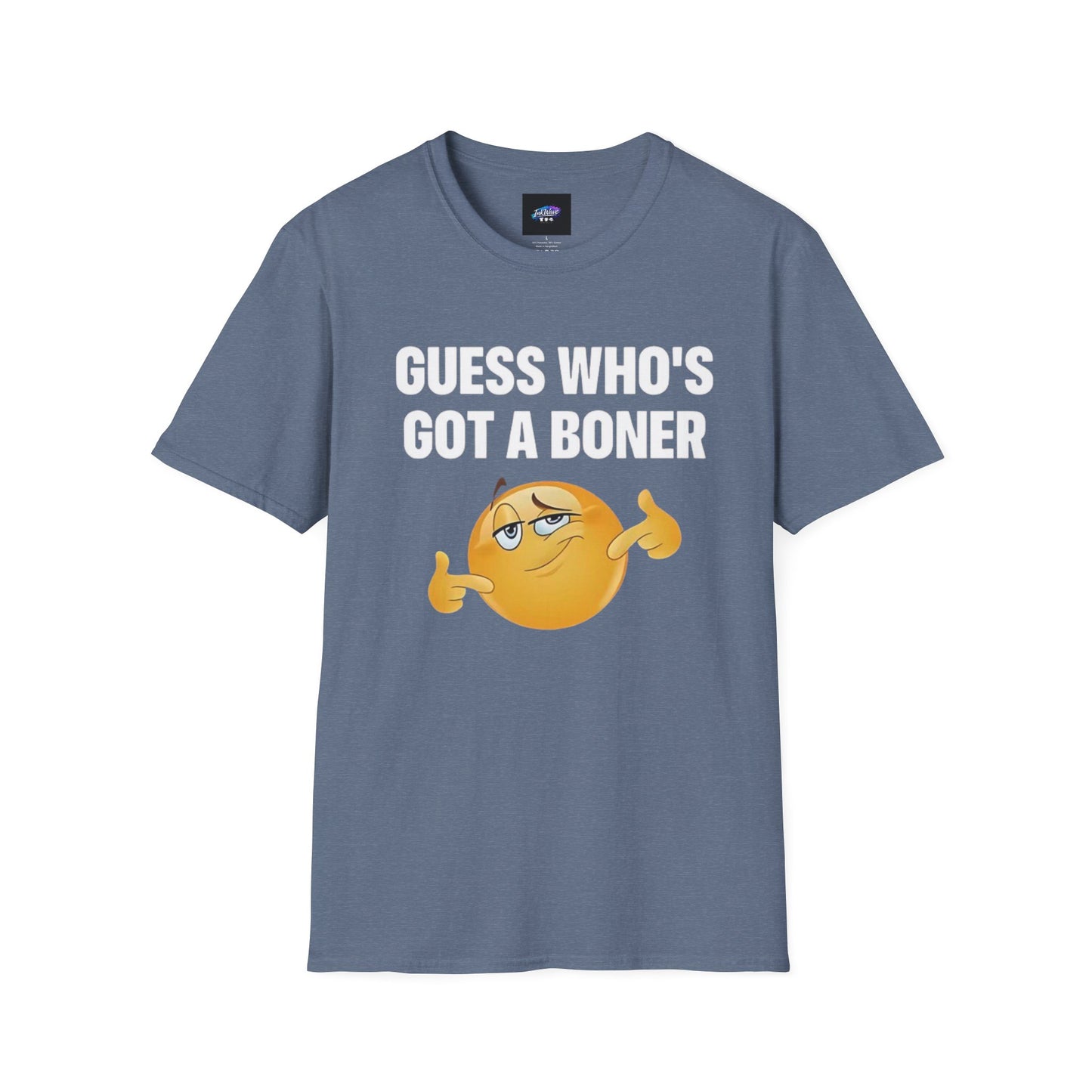 Funny Graphic T-Shirt — "Guess Who's Got a Boner" Emoji Tee