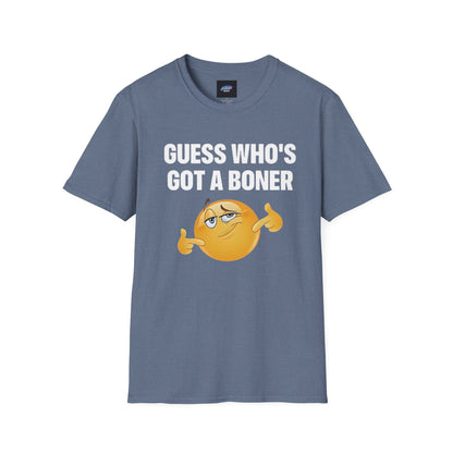 Funny Graphic T-Shirt — "Guess Who's Got a Boner" Emoji Tee