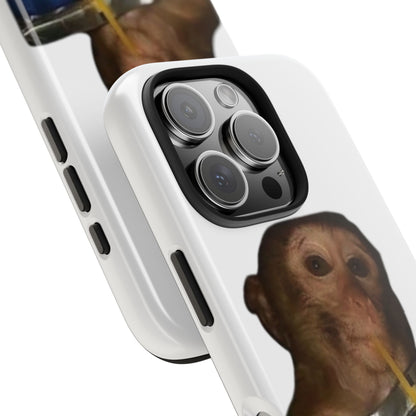 Monkey Sipping Juice Phone Case — Funny Cute Meme Protective Case