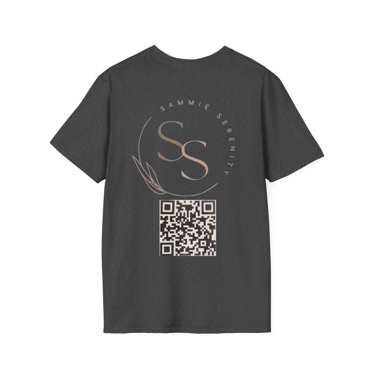 QR Code Gift Tee — "Scan here for 10 to spend on whatnot at sammieserenity"