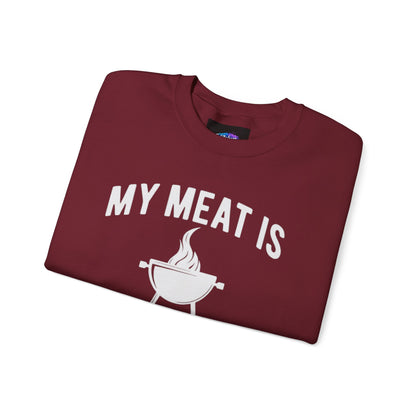 Funny BBQ Sweatshirt - "My Meat Is 100% Going In Your Mouth" with Grill image