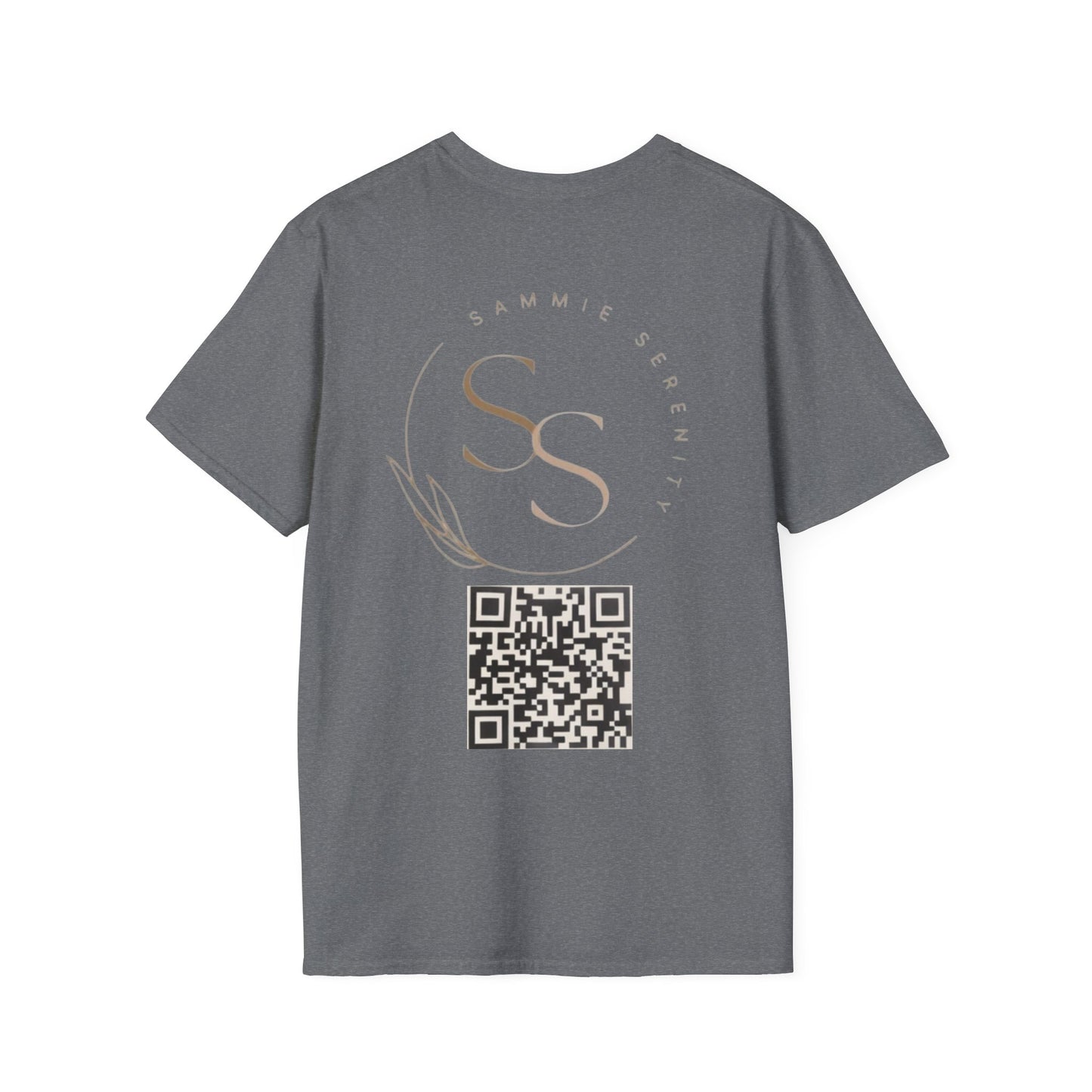 QR Code Gift Tee — "Scan here for 10 to spend on whatnot at sammieserenity"