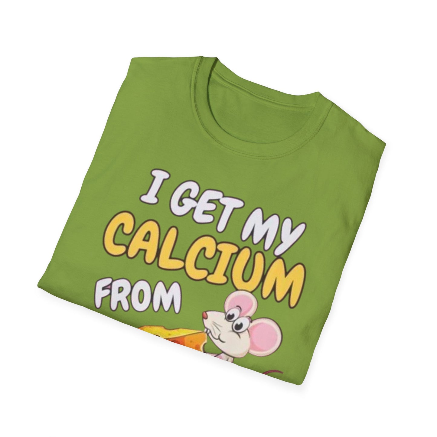 Knob Cheese T-Shirt — "I Get My Calcium From Knob Cheese" Cute Mouse Graphic Tee