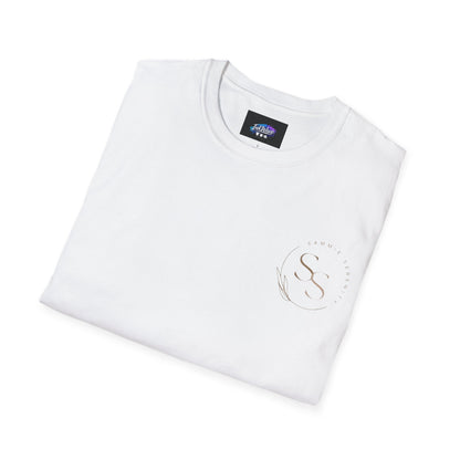 QR Code Gift Tee — "Scan here for 10 to spend on whatnot at sammieserenity"