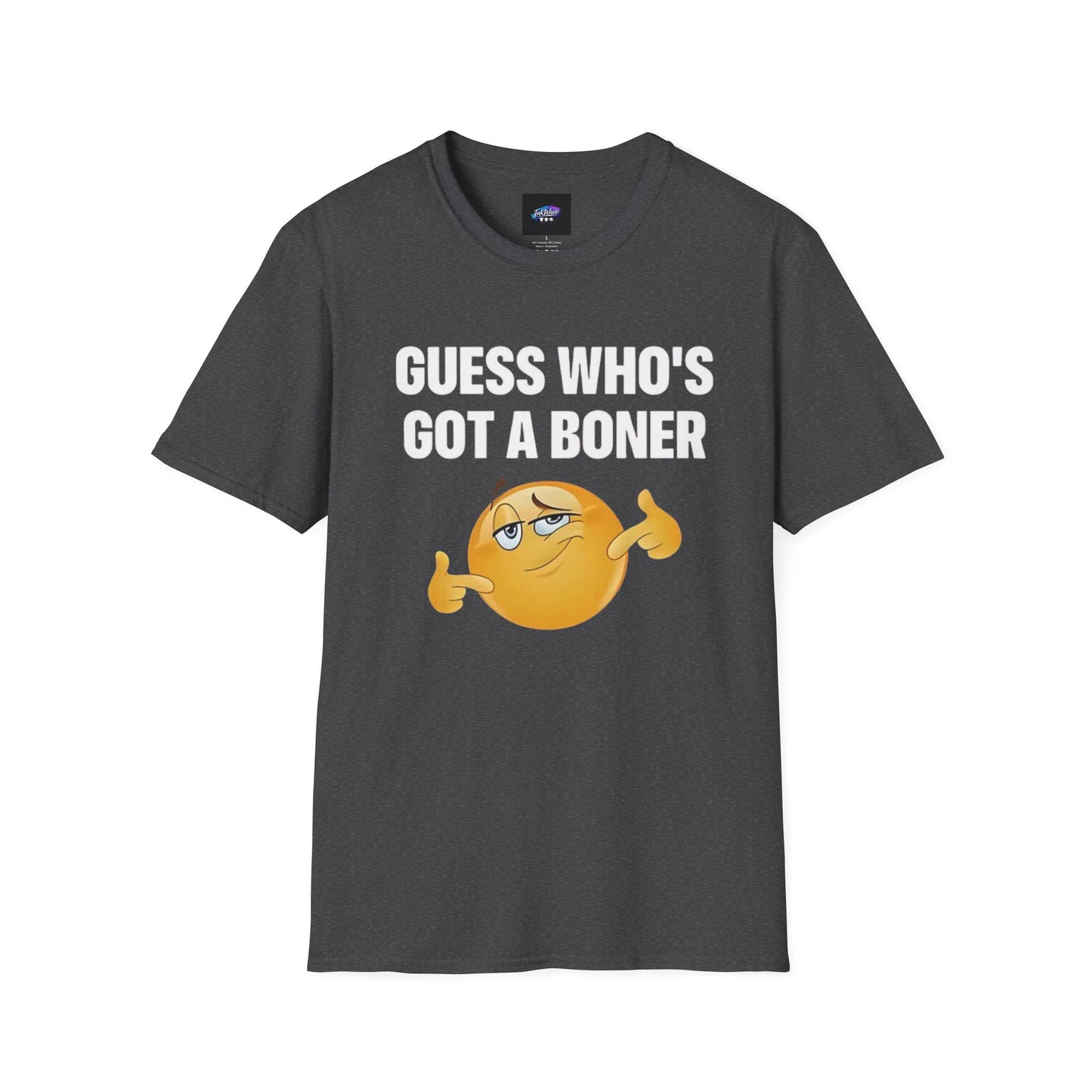 Funny Graphic T-Shirt — "Guess Who's Got a Boner" Emoji Tee