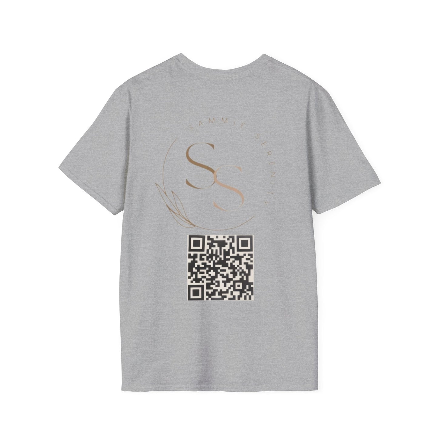 QR Code Gift Tee — "Scan here for 10 to spend on whatnot at sammieserenity"