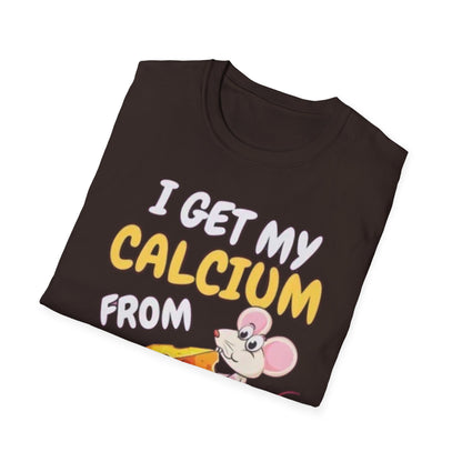 Knob Cheese T-Shirt — "I Get My Calcium From Knob Cheese" Cute Mouse Graphic Tee