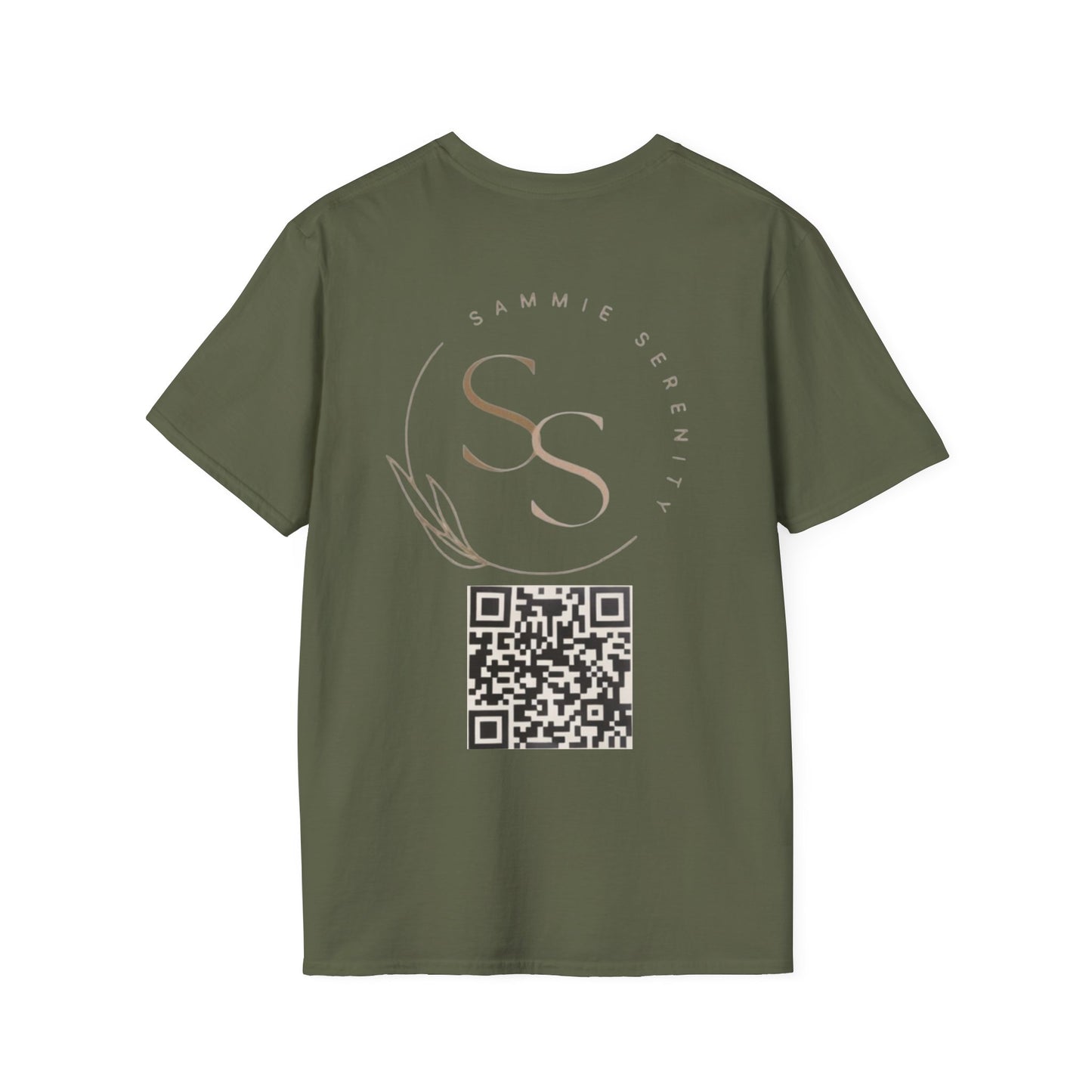 QR Code Gift Tee — "Scan here for 10 to spend on whatnot at sammieserenity"