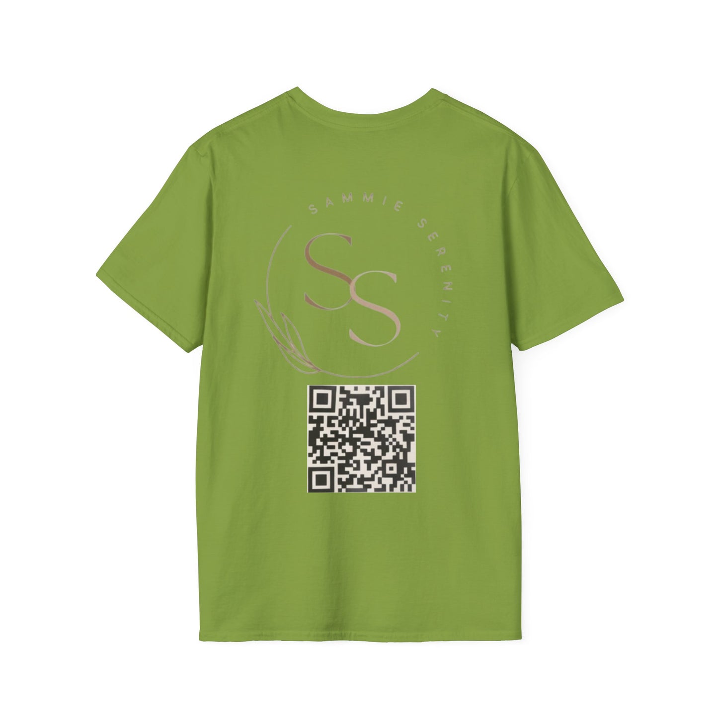 QR Code Gift Tee — "Scan here for 10 to spend on whatnot at sammieserenity"