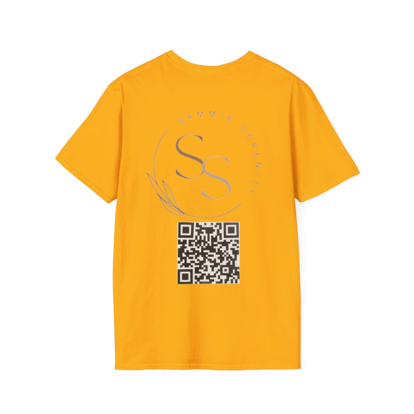 QR Code Gift Tee — "Scan here for 10 to spend on whatnot at sammieserenity"
