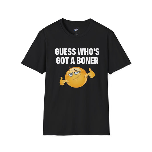 Funny Graphic T-Shirt — "Guess Who's Got a Boner" Emoji Tee