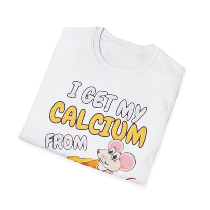Knob Cheese T-Shirt — "I Get My Calcium From Knob Cheese" Cute Mouse Graphic Tee