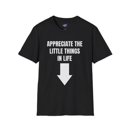 Appreciate the Little Things T‑Shirt — Casual Inspirational Tee with Down Arrow