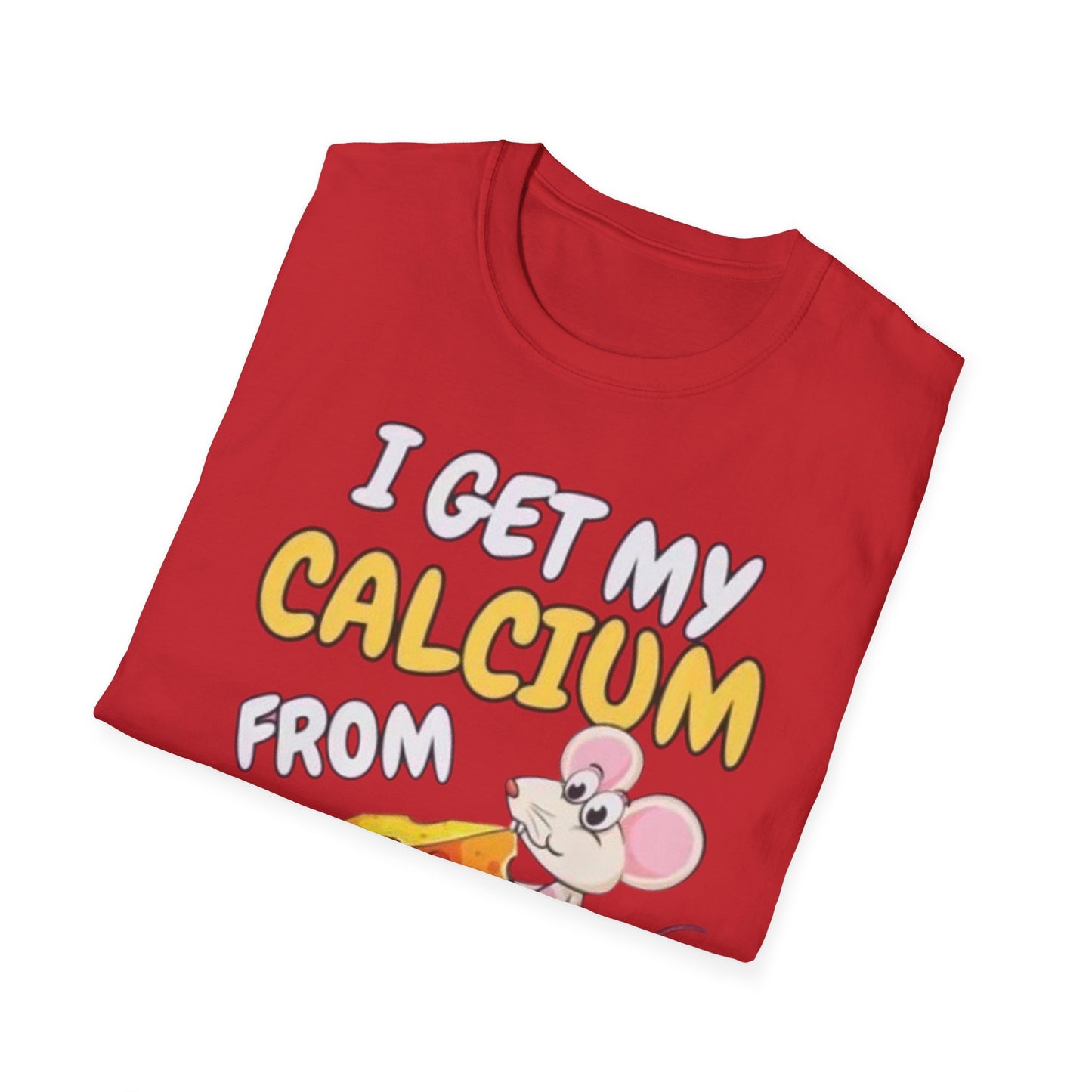 Knob Cheese T-Shirt — "I Get My Calcium From Knob Cheese" Cute Mouse Graphic Tee