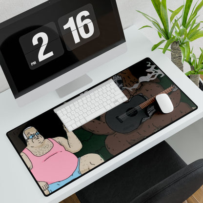 Funny Stoner Bear & Guy Desk Mat — 'Wake Up' Gaming Mouse Pad